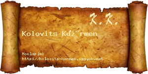 Kolovits Kármen névjegykártya